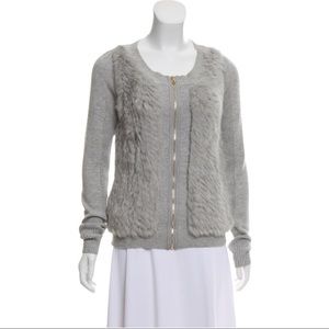 Anthropologie Leifdotter fur accent zip front sweater